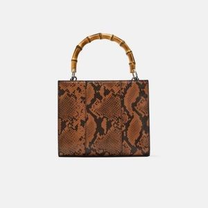Zara Snake Print Bamboo Handle Bag!!